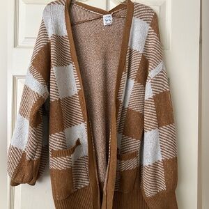 Cozy Brown and White Checkered Sweater